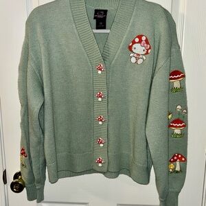 Hello Kitty By Sanrio Green Button Up Sweater Size Small Worn Once